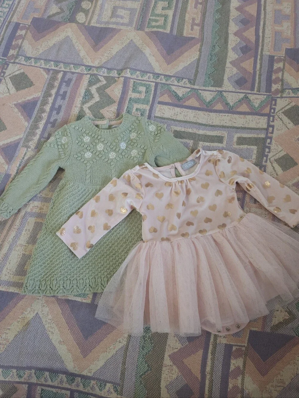 The Children's Place Pink Heart Cupcakes And Cashmere Knit Dress Size 9-12
